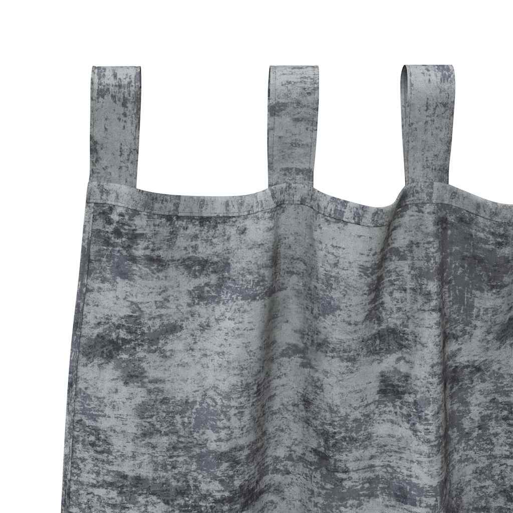 Samtvorhänge mit Vorhängen 2 pcs Silber Grau 245 x 140 cm Samt