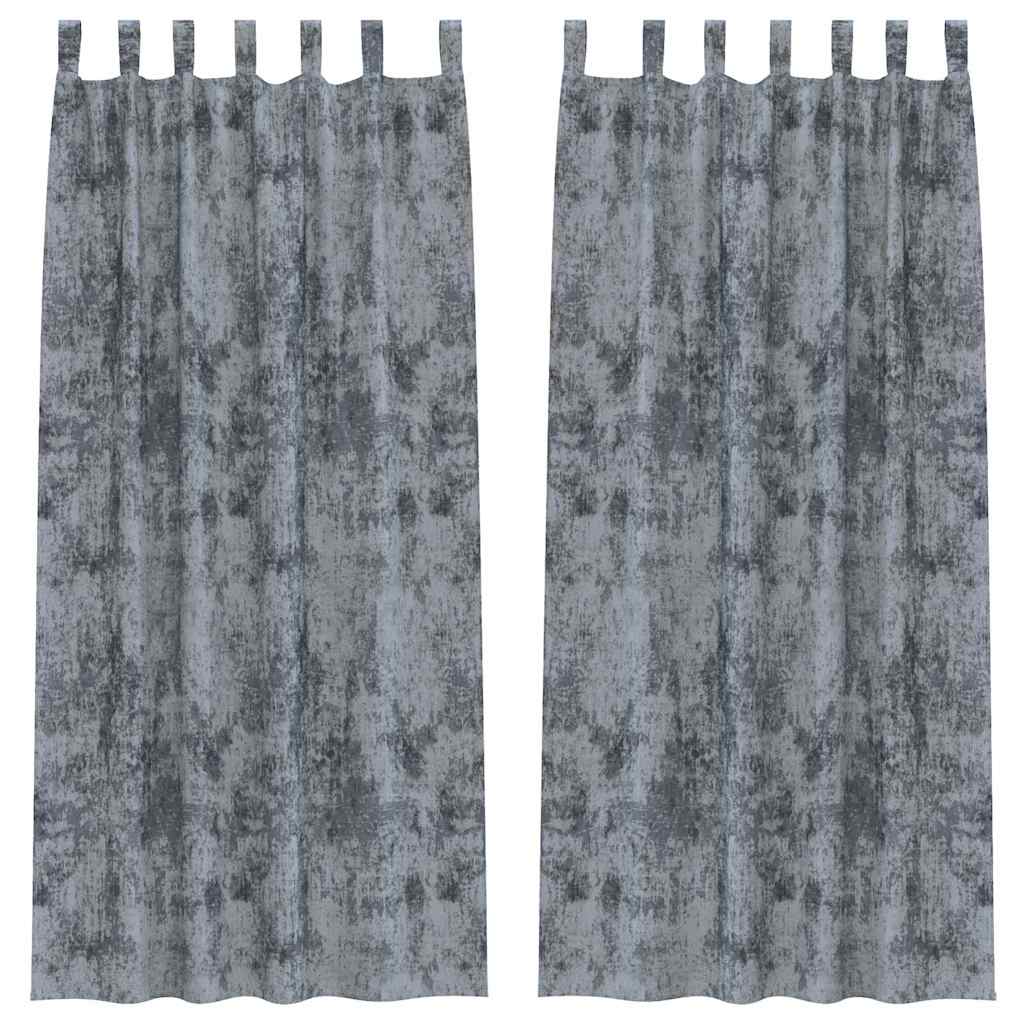 Samtvorhänge mit Vorhängen 2 pcs Silber Grau 245 x 140 cm Samt