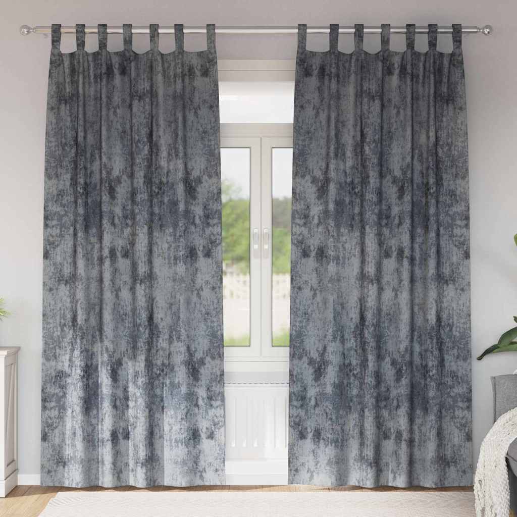 Samtvorhänge mit Vorhängen 2 pcs Silber Grau 260 x 140 cm Samt