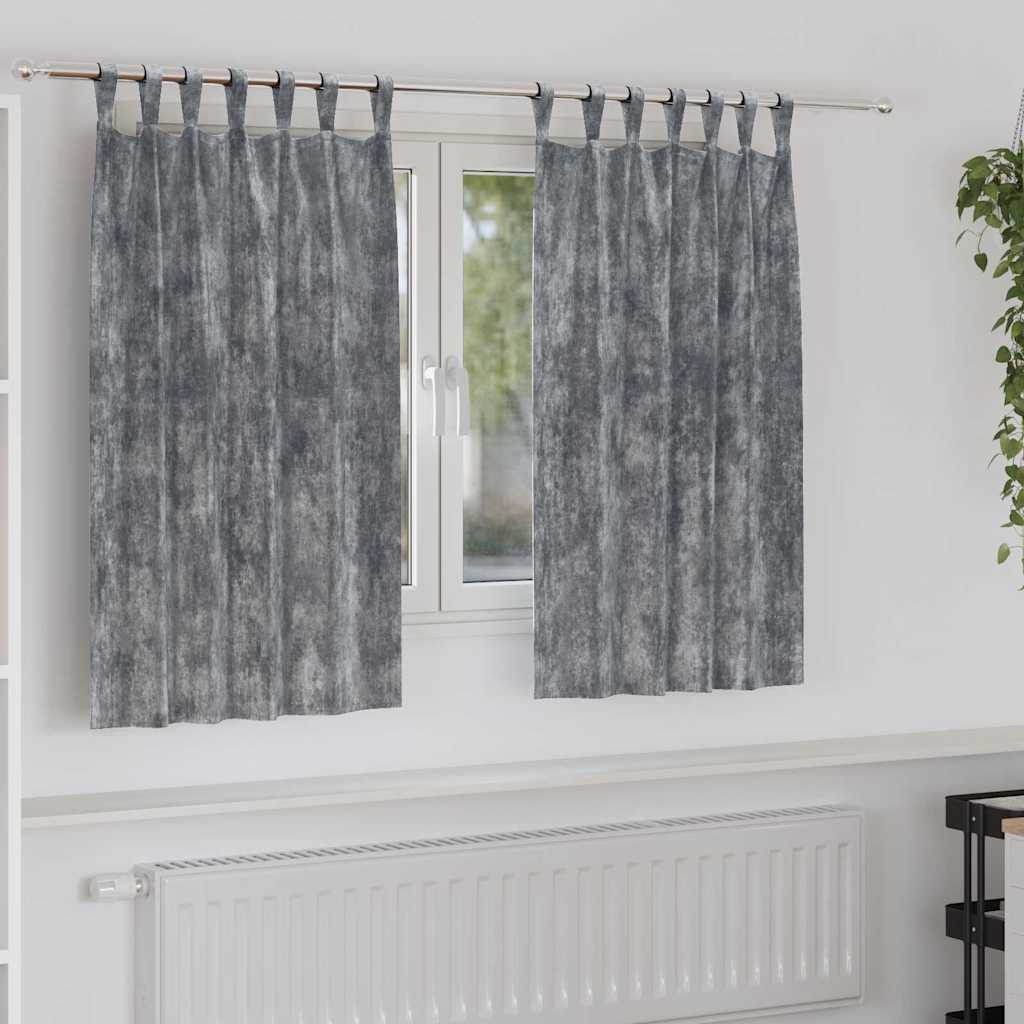 Samtvorhänge mit Vorhängen 2 pcs Grau 140 x 140 cm Samt