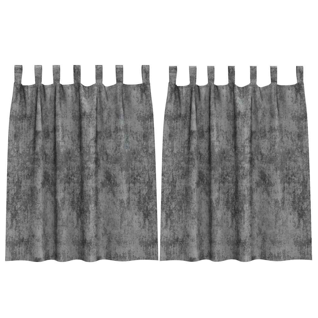 Samtvorhänge mit Vorhängen 2 pcs Grau 140 x 140 cm Samt