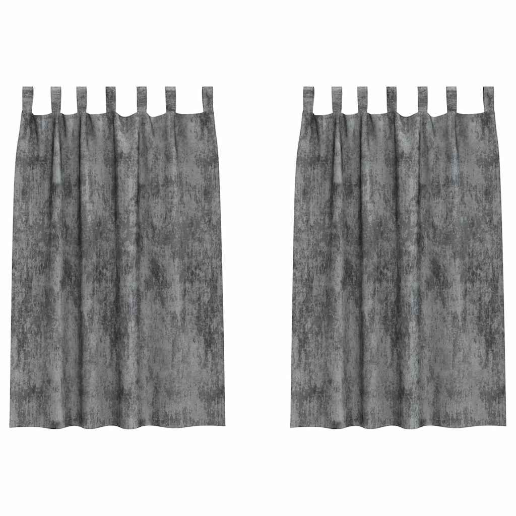Samtvorhänge mit Vorhängen 2 pcs Grau 175 x 140 cm Samt