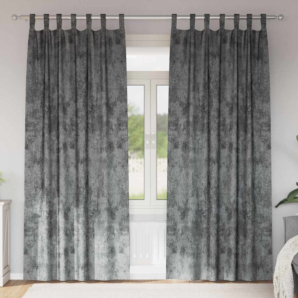 Samtvorhänge mit Vorhängen 2 pcs Grau 225 x 140 cm Samt