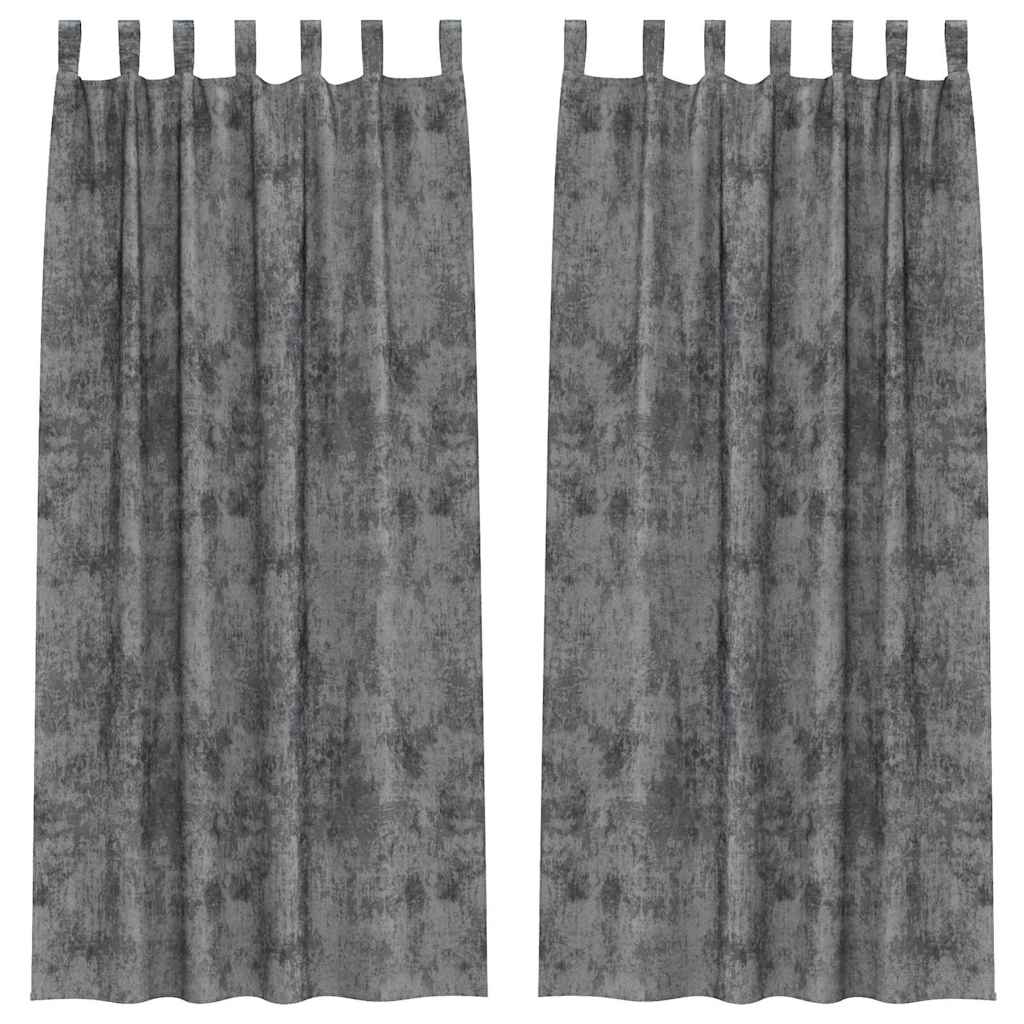 Samtvorhänge mit Vorhängen 2 pcs Grau 225 x 140 cm Samt