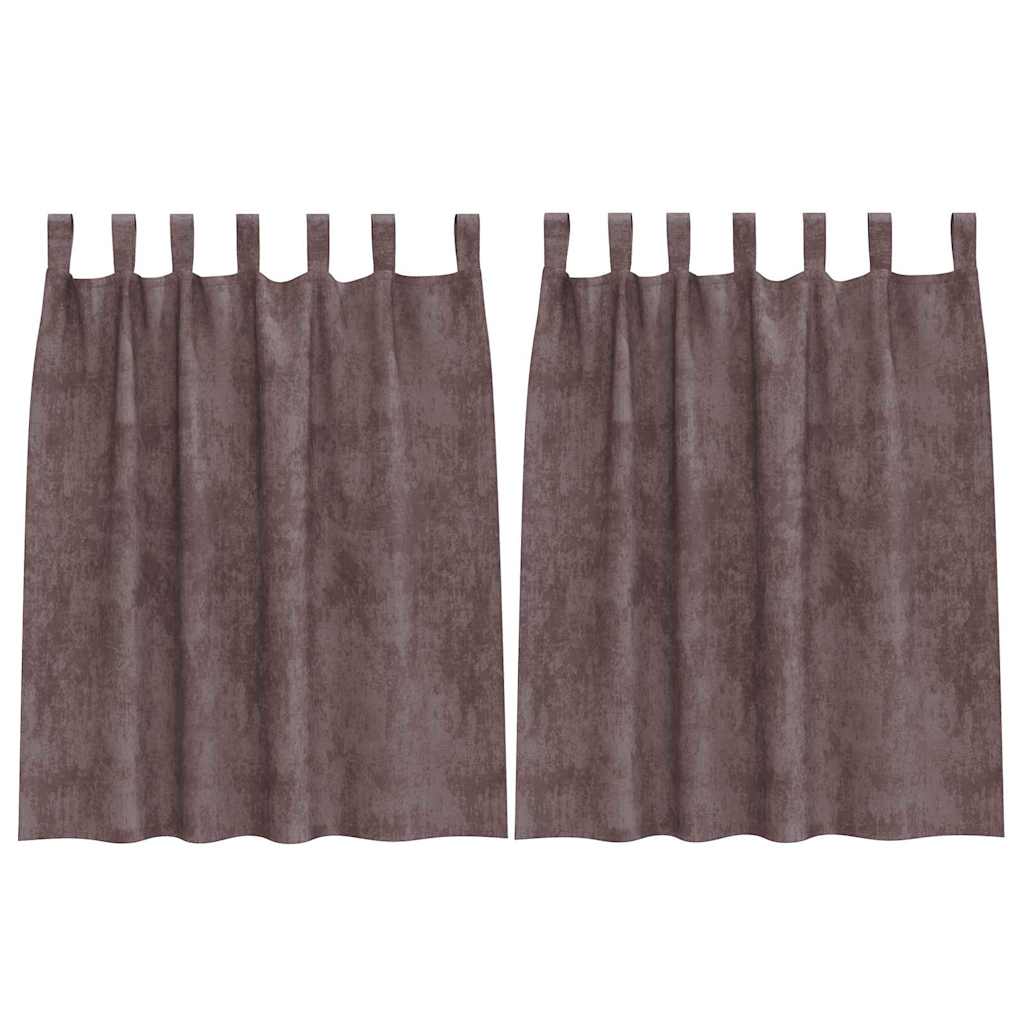 Samtvorhänge mit Vorhängen 2 pcs Braun 140 x 140 cm Samt