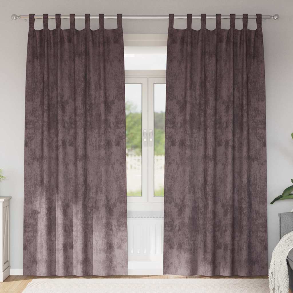 Samtvorhänge mit Vorhängen 2 pcs Braun 225 x 140 cm Samt