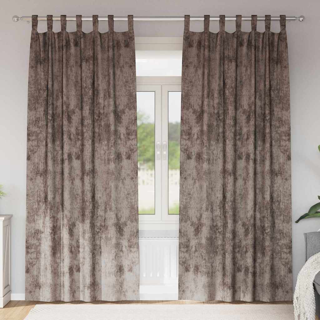 Samtvorhänge mit Vorhängen 2 pcs Cappuccino 225 x 140 cm Samt