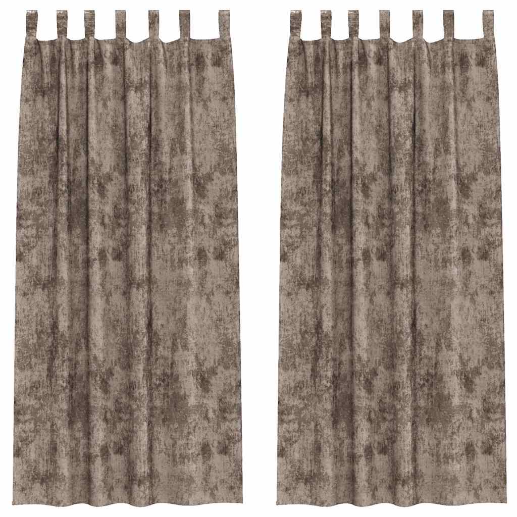 Samtvorhänge mit Vorhängen 2 pcs Cappuccino 225 x 140 cm Samt