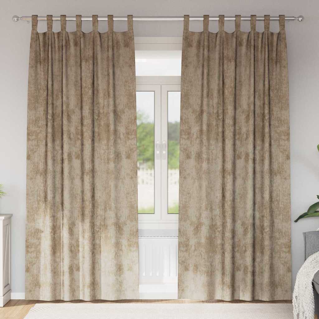 Samtvorhänge mit Vorhängen 2 pcs Champagner 260 x 140 cm Samt
