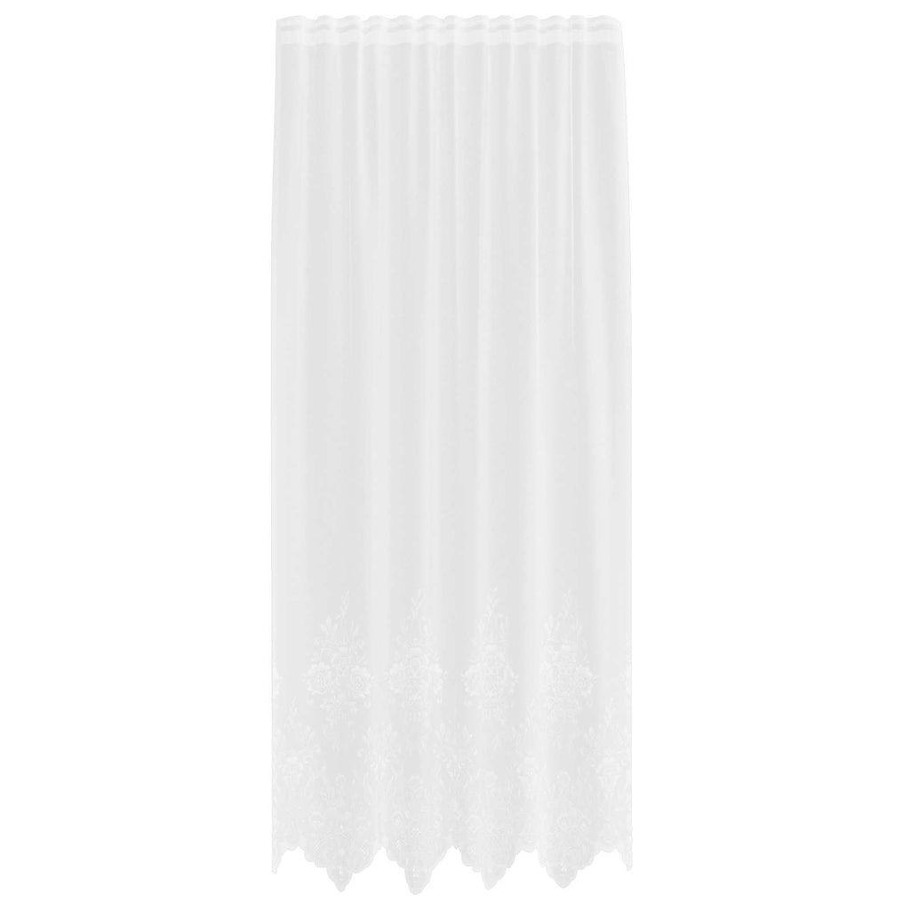 Spitzenvorhang mit Vorhängen Floral Weiß 245x150cm Polyester