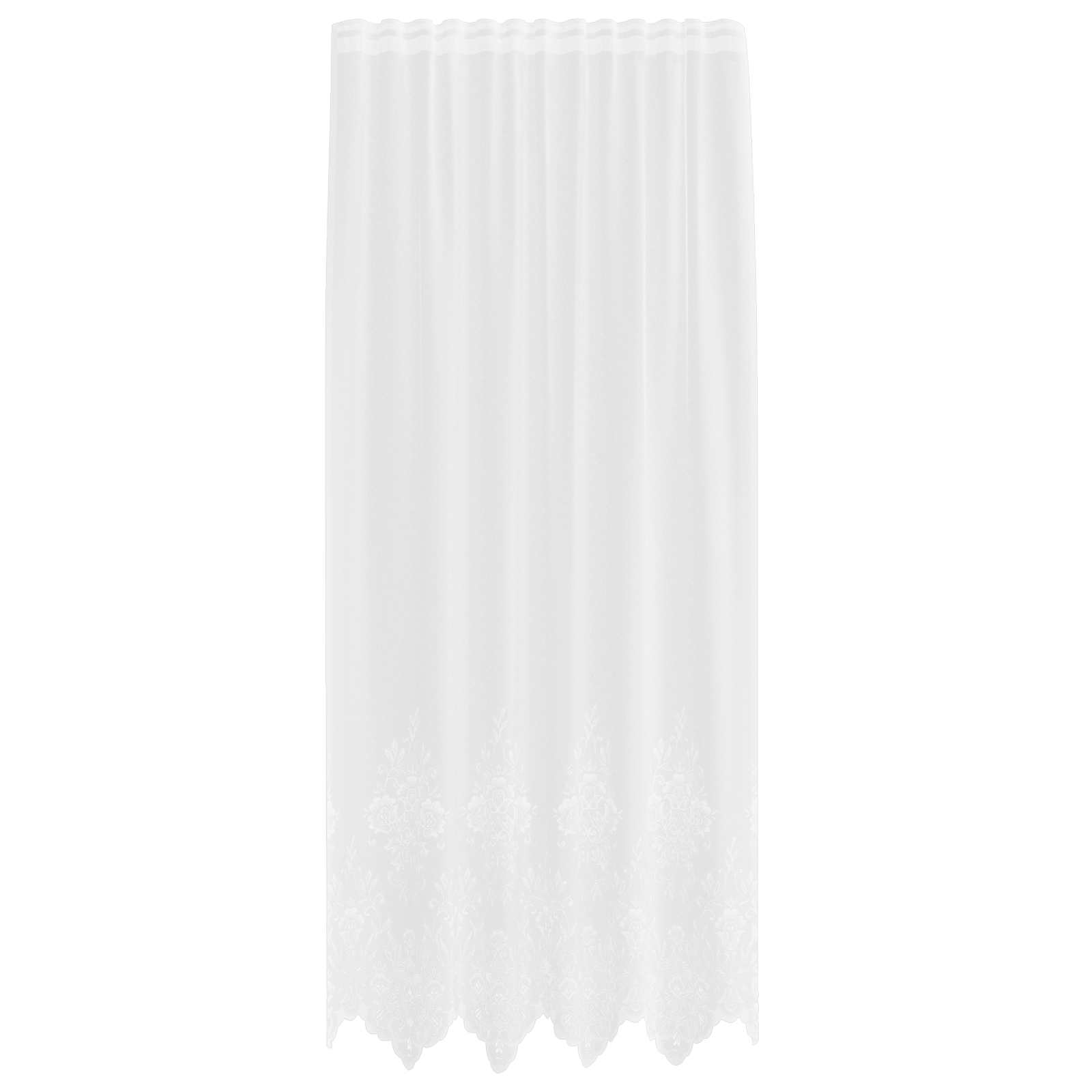 Spitzenvorhang mit Vorhängen Floral Weiß 245x150cm Polyester