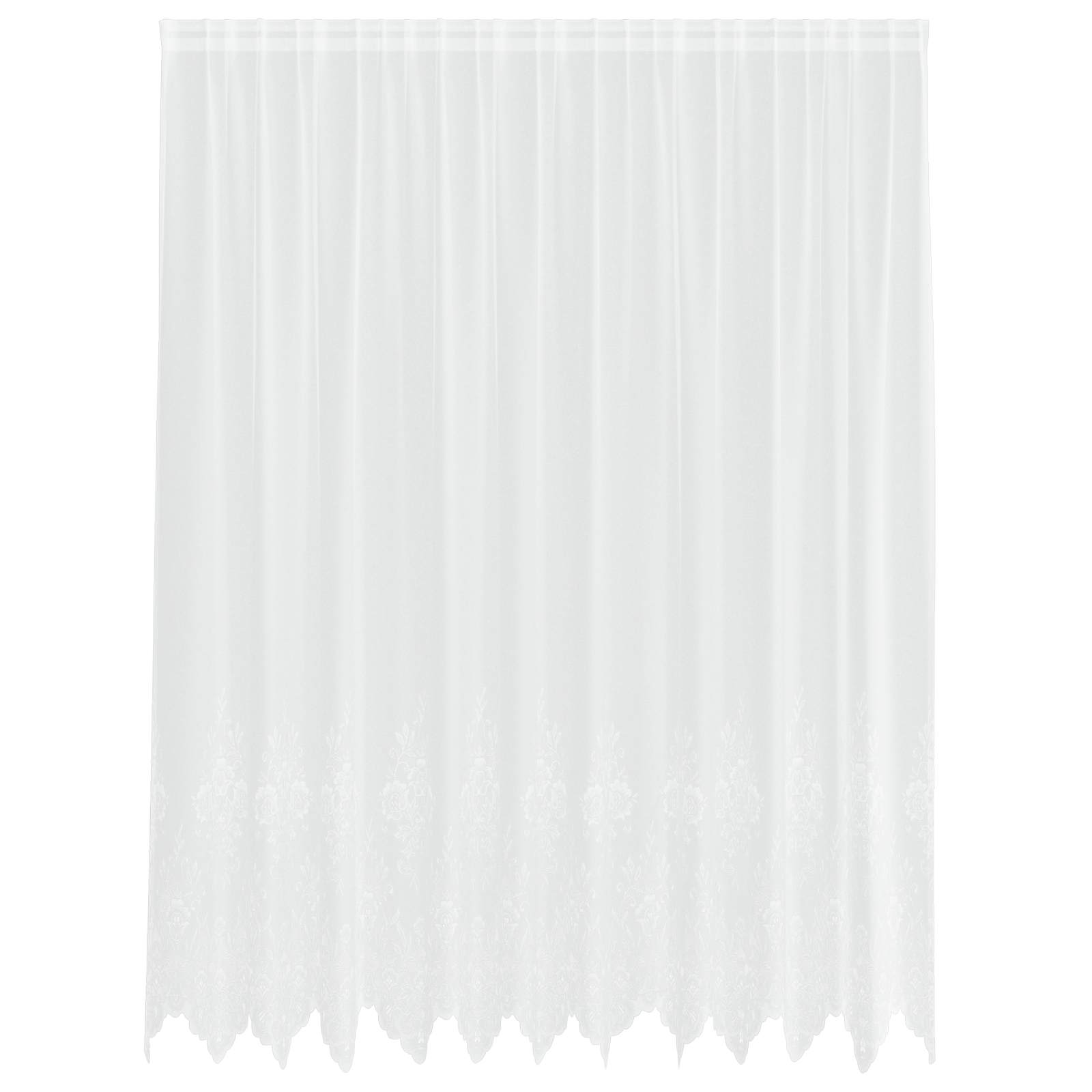 Spitzenvorhang mit Vorhängen Floral Weiß 240 x 300 cm Polyester