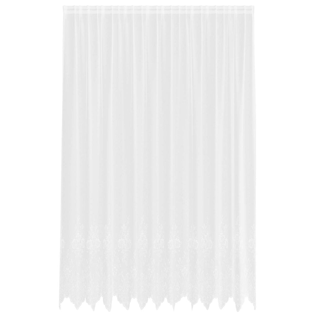 Spitzenvorhang mit Vorhängen Floral Weiß 300 x 300 cm Polyester