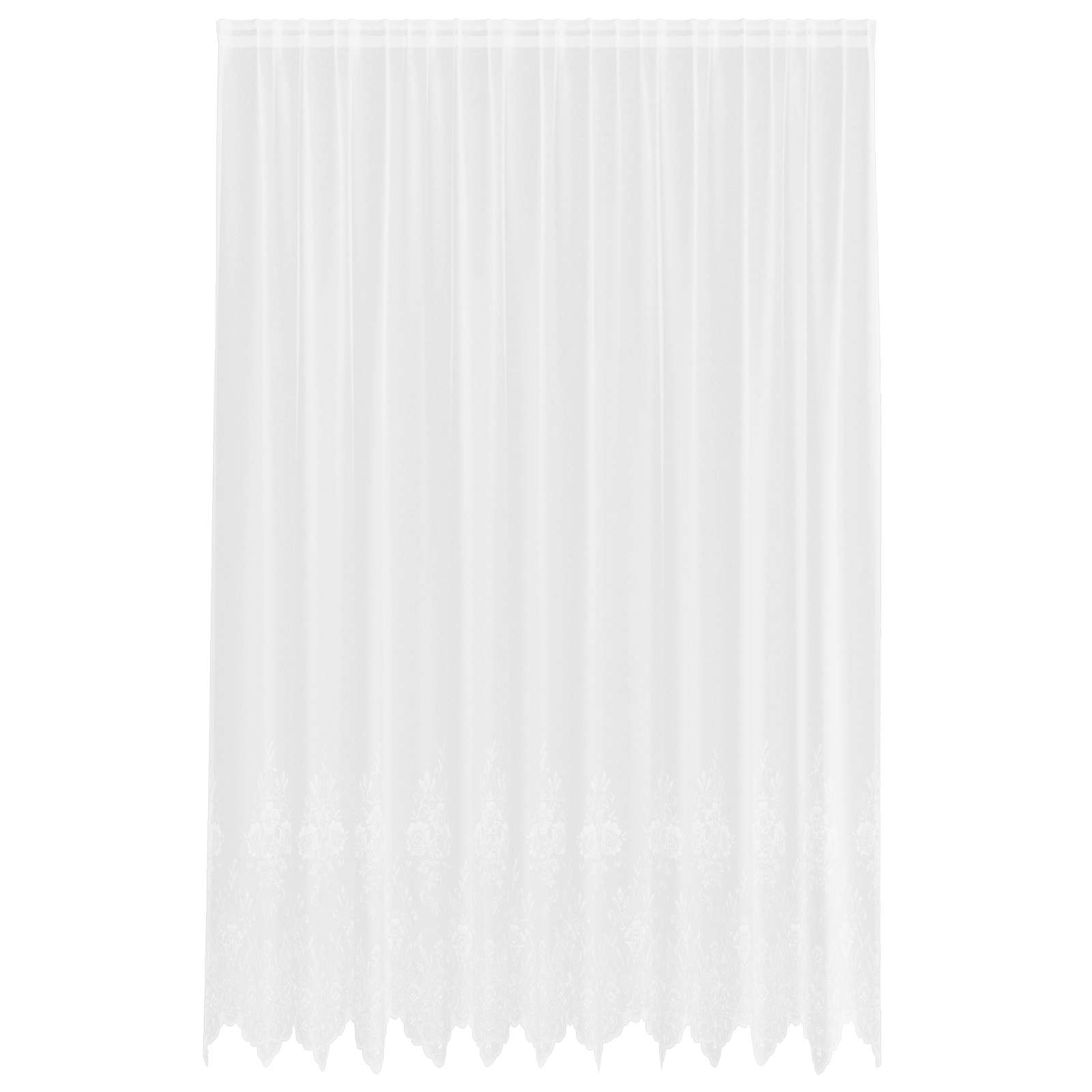 Spitzenvorhang mit Vorhängen Floral Weiß 300 x 300 cm Polyester