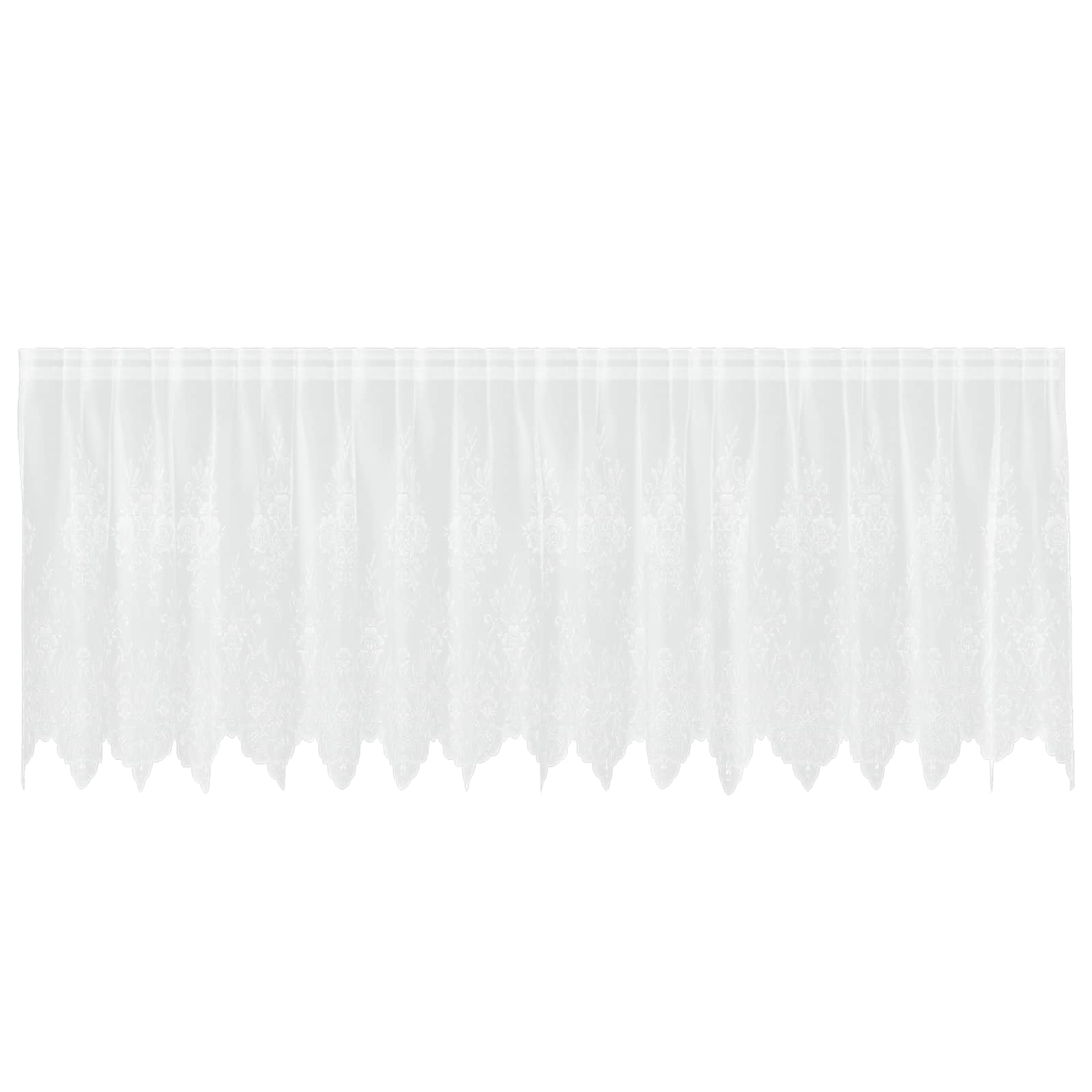 Spitzenvorhang mit Vorhängen Floral Weiß 120 x 400 cm Polyester