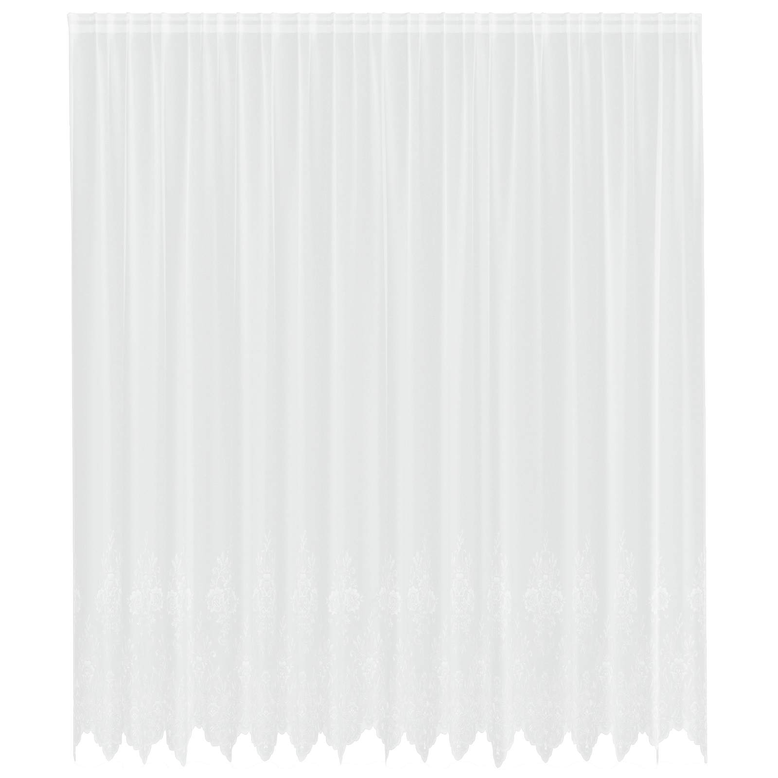 Spitzenvorhang mit Vorhängen Floral Weiß 260 x 400 cm Polyester