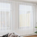 Spitzenvorhang mit Vorhängen Floral Weiß 300 x 400 cm Polyester