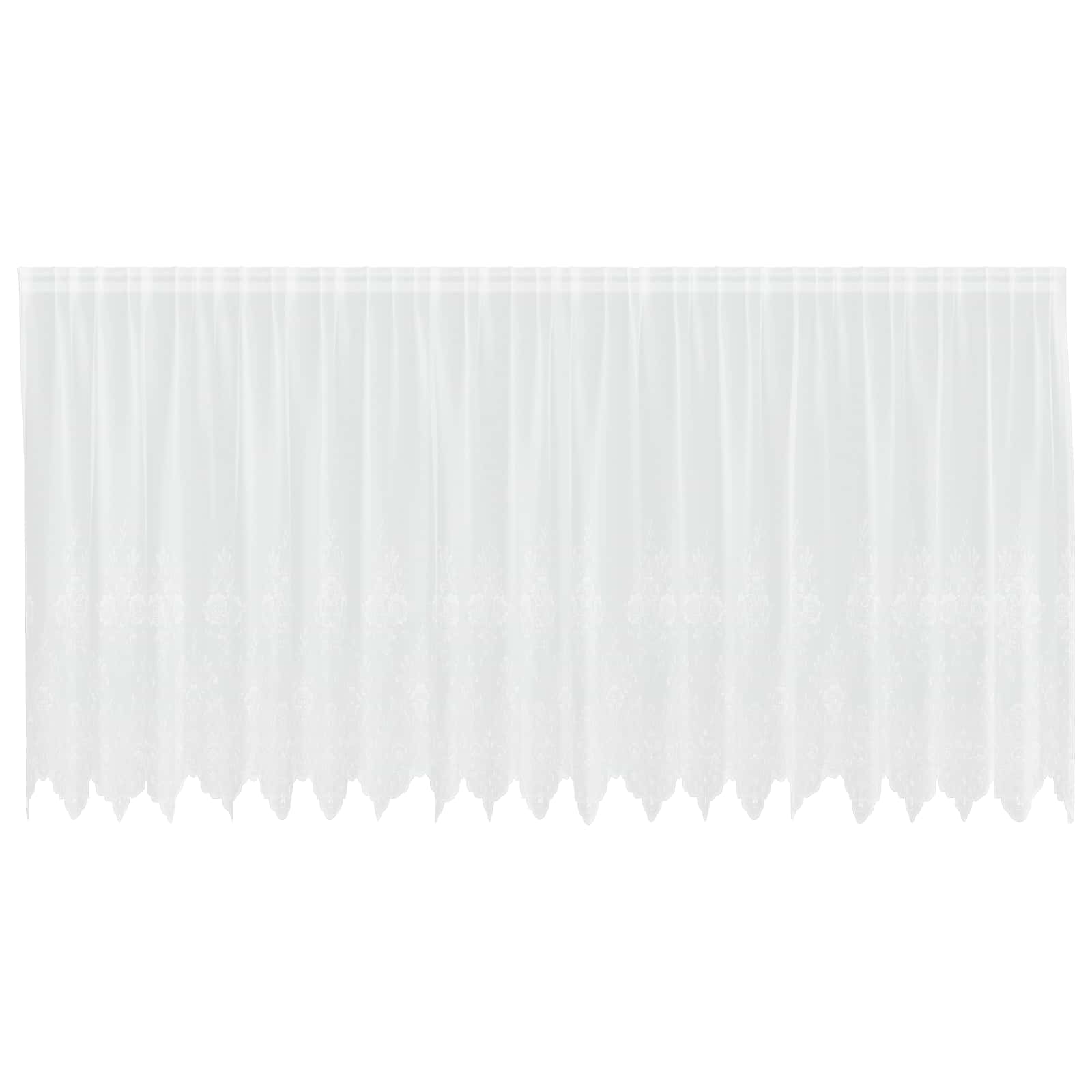 Spitzenvorhang mit Vorhängen Floral Weiß 160 x 500 cm Polyester