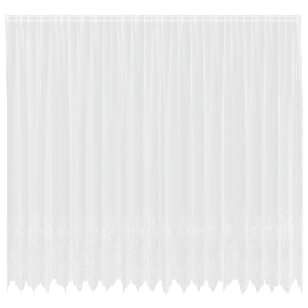 Spitzenvorhang mit Vorhängen Floral Weiß 300 x 500 cm Polyester