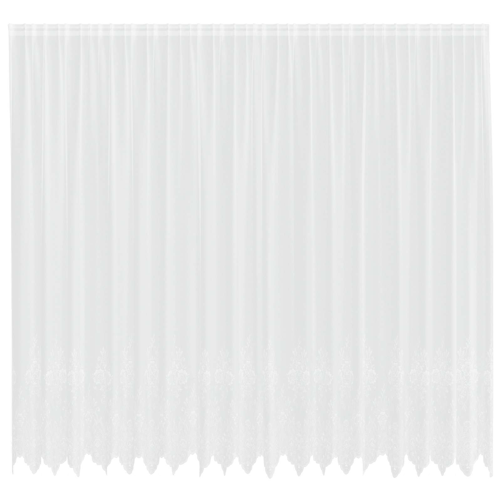 Spitzenvorhang mit Vorhängen Floral Weiß 300 x 500 cm Polyester