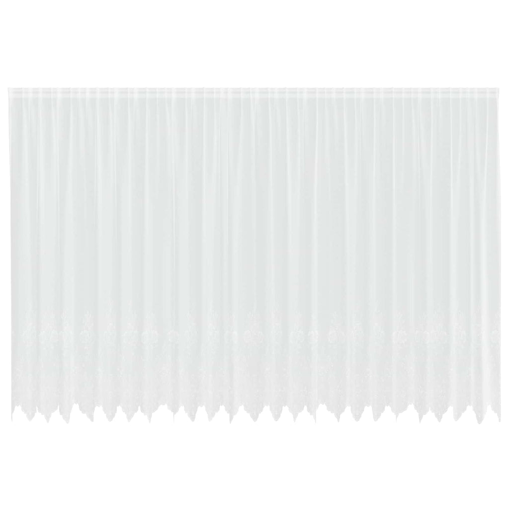 Spitzenvorhang mit Vorhängen Floral Weiß 200 x 600 cm Polyester