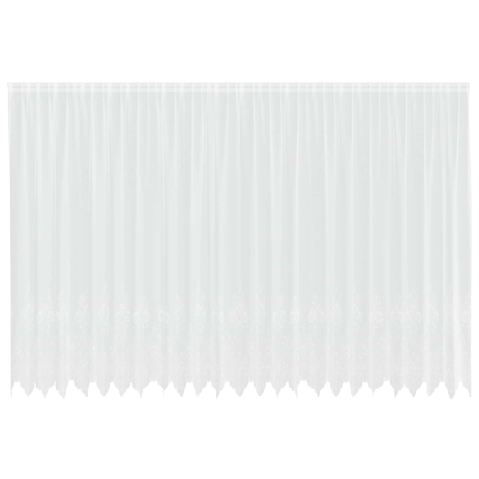 Spitzenvorhang mit Vorhängen Floral Weiß 200 x 600 cm Polyester