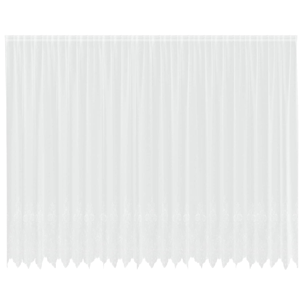 Spitzenvorhang mit Vorhängen Floral Weiß 300 x 600 cm Polyester
