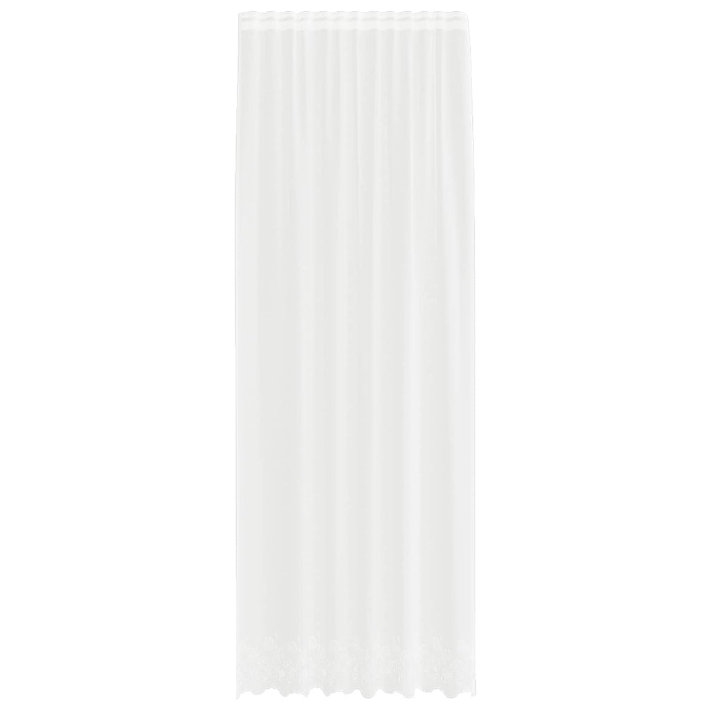 Spitzenvorhang mit Vorhängen Floral Weiß 260 x 150 cm Polyester