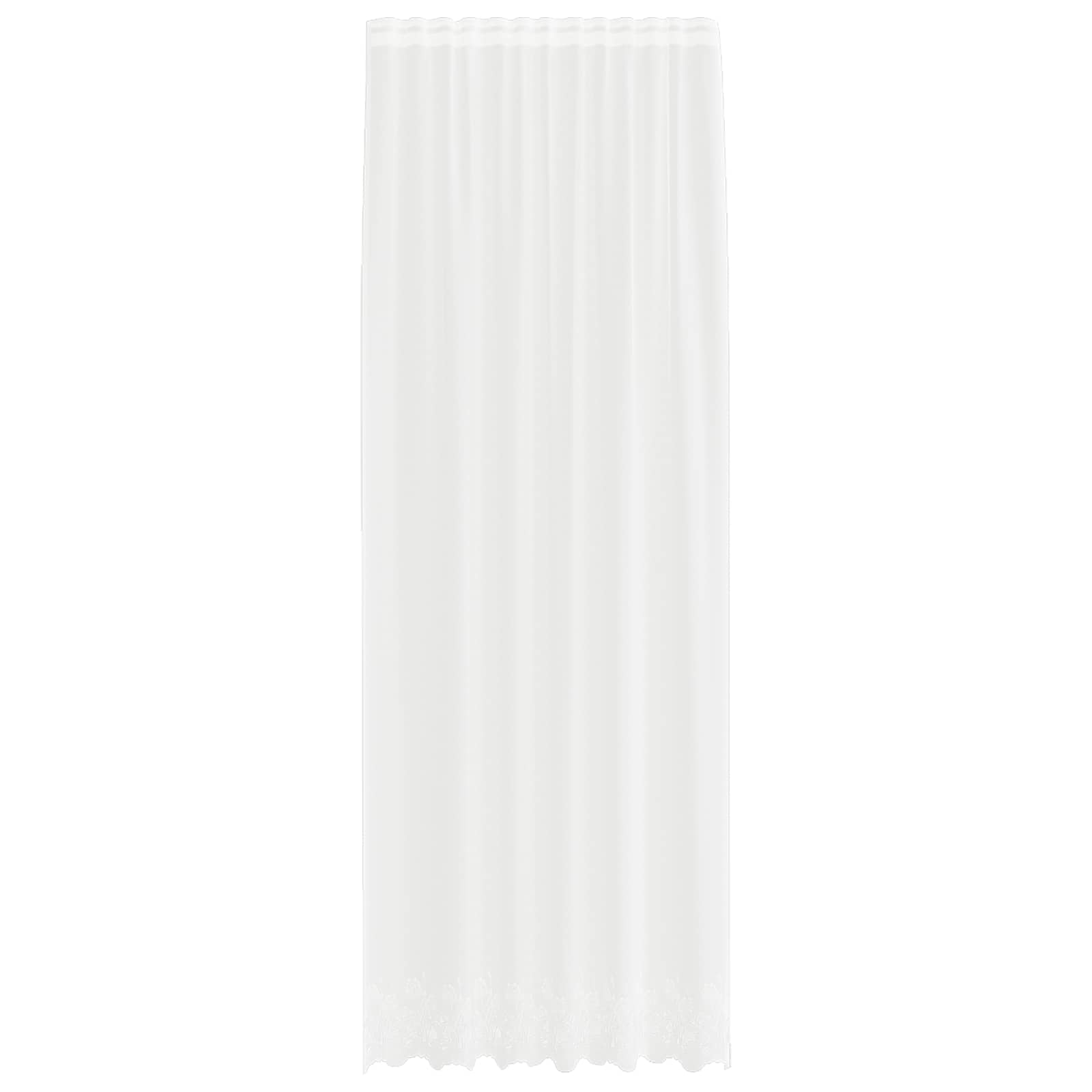 Spitzenvorhang mit Vorhängen Floral Weiß 260 x 150 cm Polyester