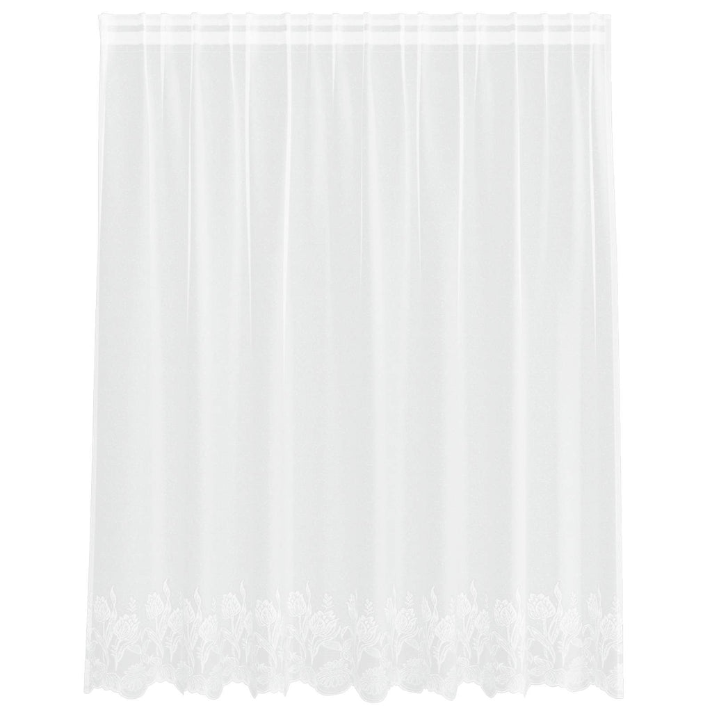 Spitzenvorhang mit Vorhängen Floral Weiß 140 x 200 cm Polyester
