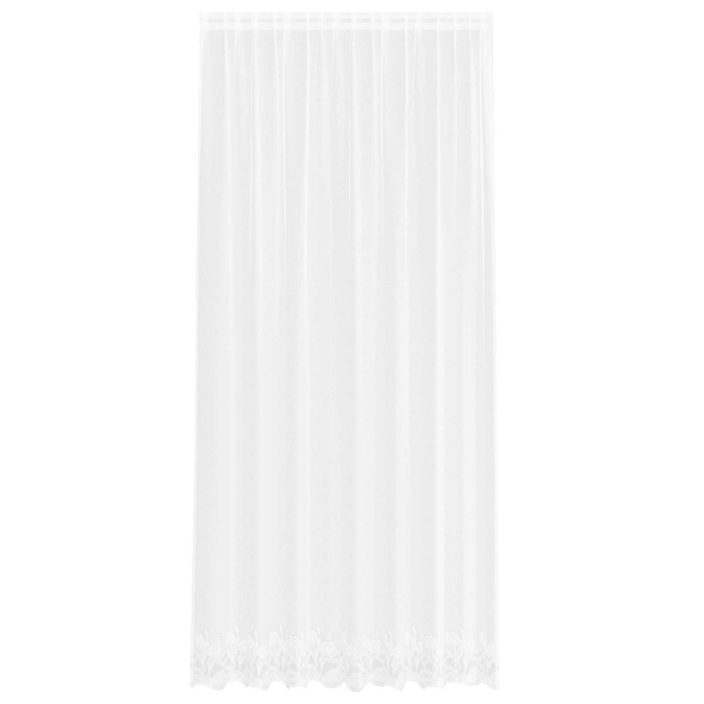 Spitzenvorhang mit Vorhängen Floral Weiß 280 x 200 cm Polyester