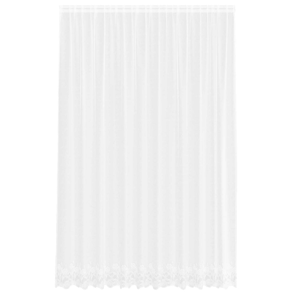 Spitzenvorhang mit Vorhängen Floral Weiß 260 x 300 cm Polyester