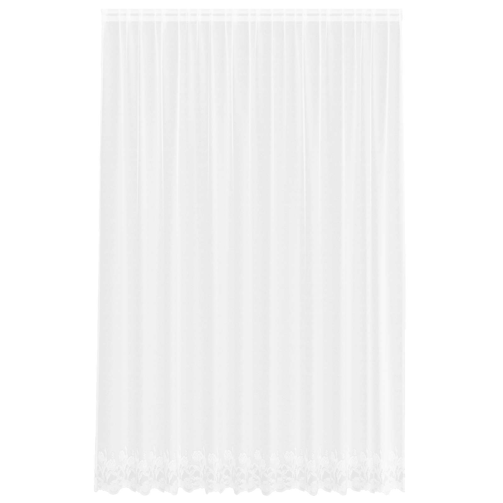 Spitzenvorhang mit Vorhängen Floral Weiß 300 x 300 cm Polyester