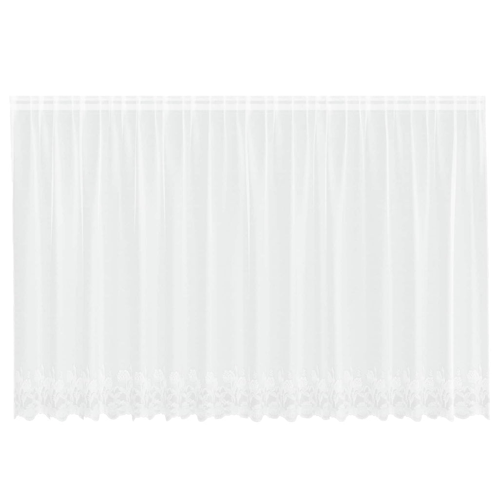 Spitzenvorhang mit Vorhängen Floral Weiß 160 x 400 cm Polyester