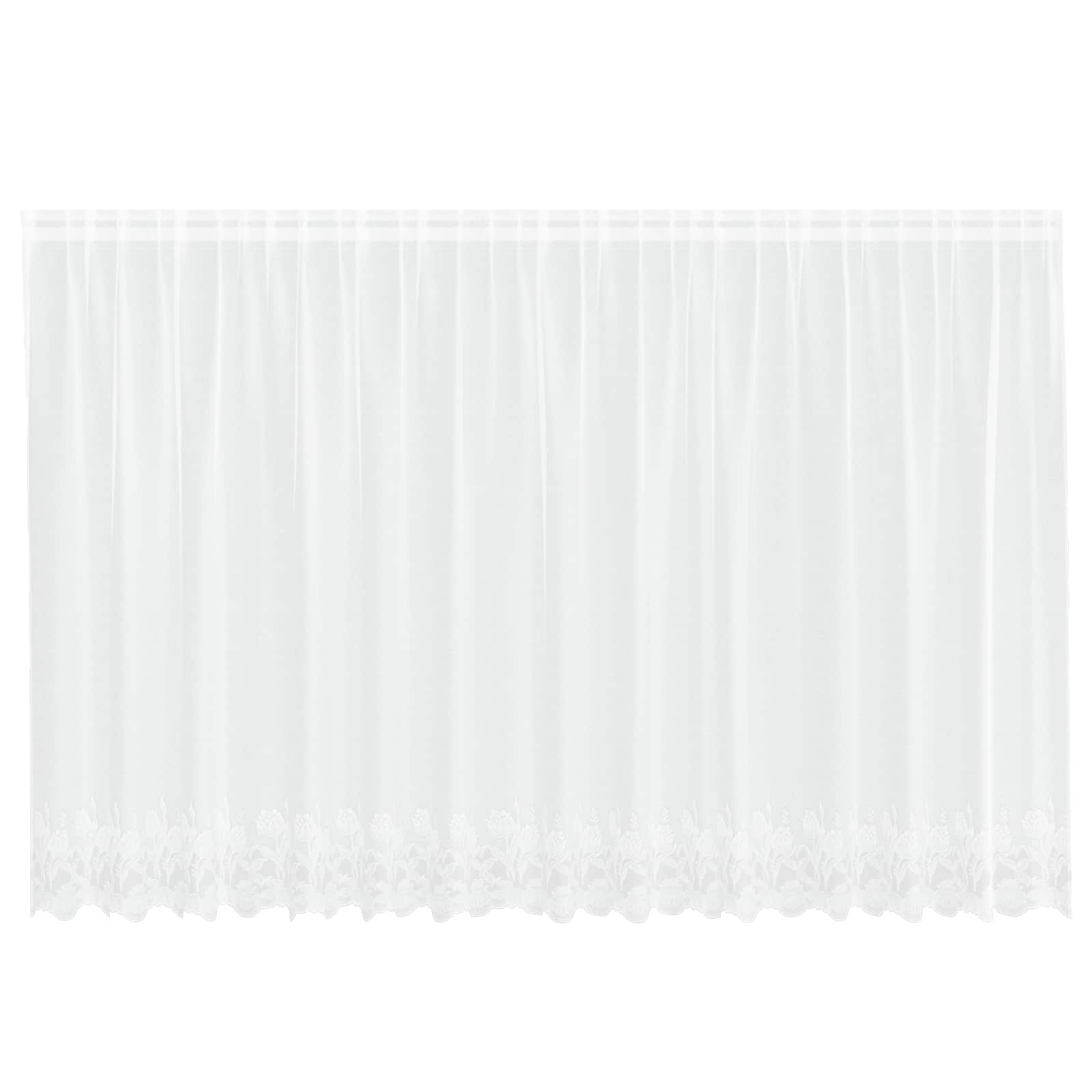 Spitzenvorhang mit Vorhängen Floral Weiß 160 x 400 cm Polyester