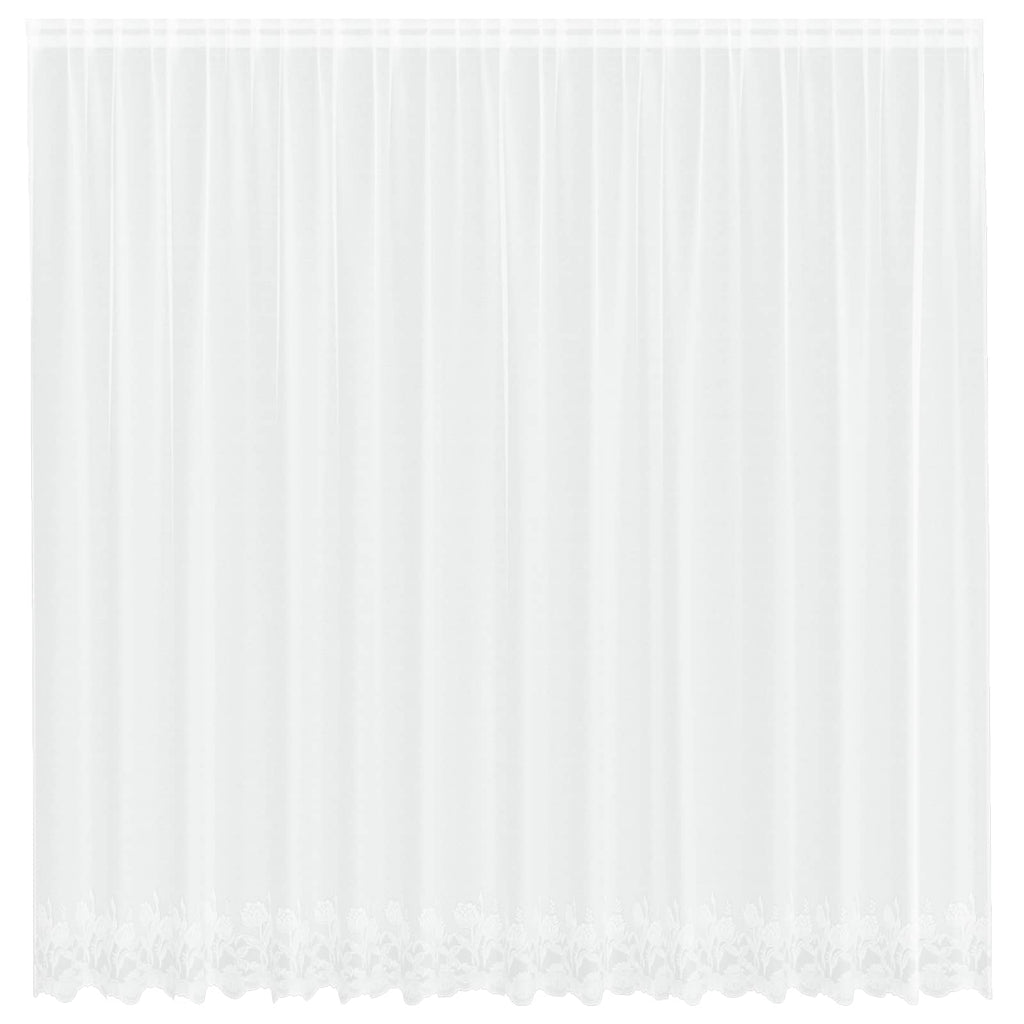 Spitzenvorhang mit Vorhängen Floral Weiß 245 x 400 cm Polyester