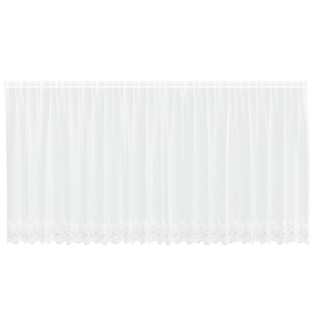 Spitzenvorhang mit Vorhängen Floral Weiß 160 x 500 cm Polyester