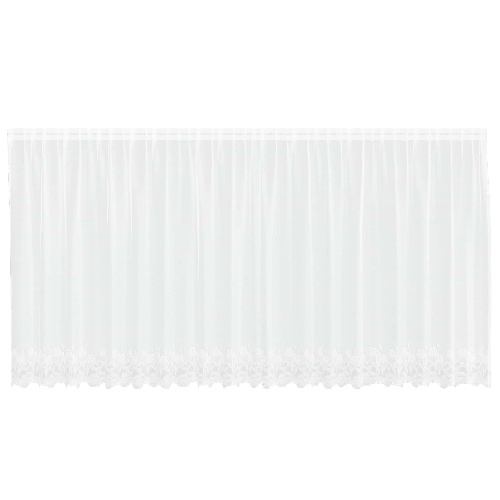 Spitzenvorhang mit Vorhängen Floral Weiß 160 x 500 cm Polyester