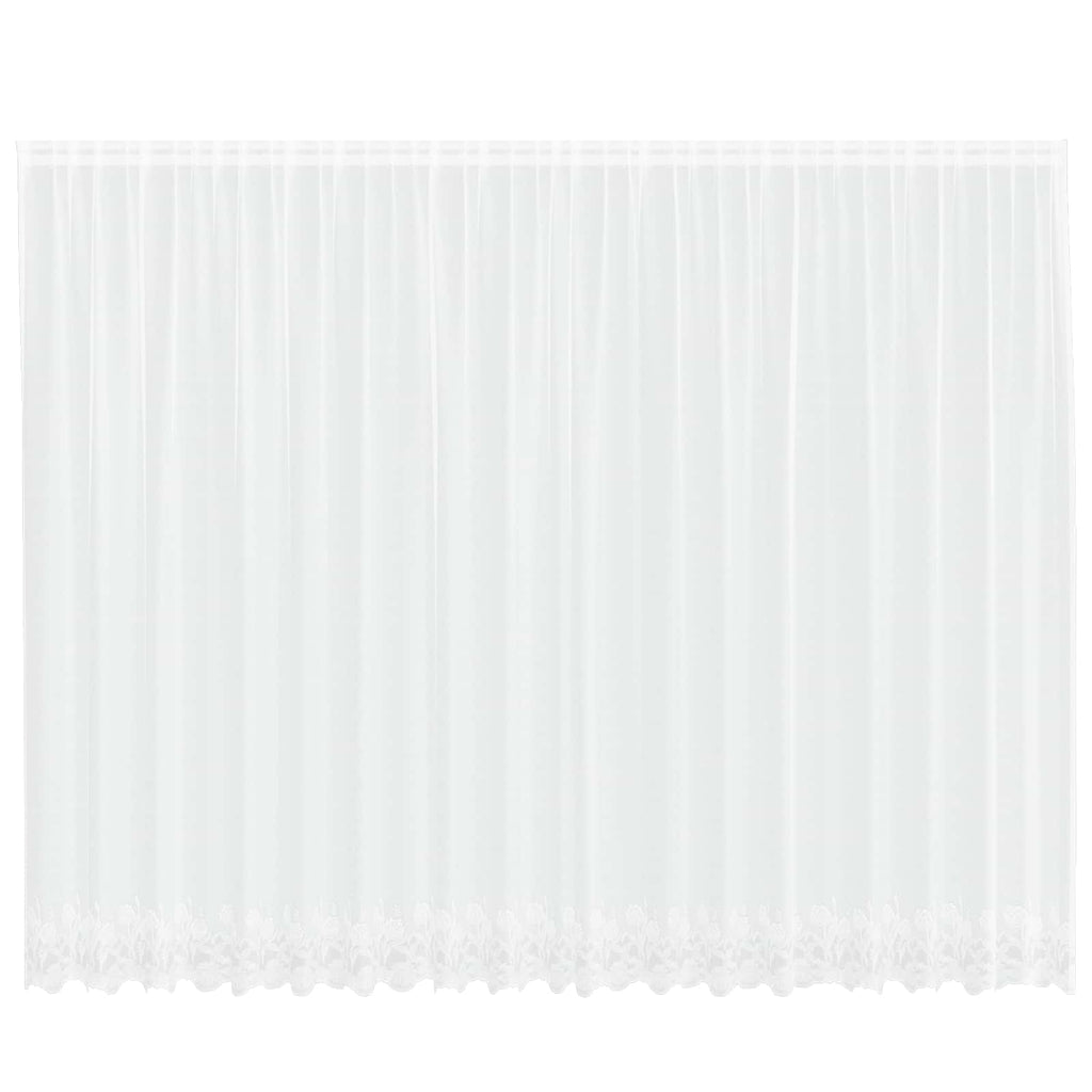 Spitzenvorhang mit Vorhängen Floral Weiß 220 x 500 cm Polyester