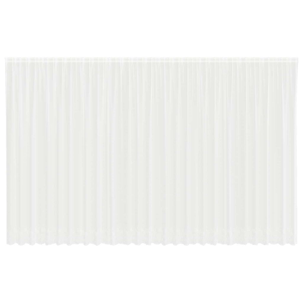 Spitzenvorhang mit Vorhängen Floral Weiß 300 x 750 cm Polyester