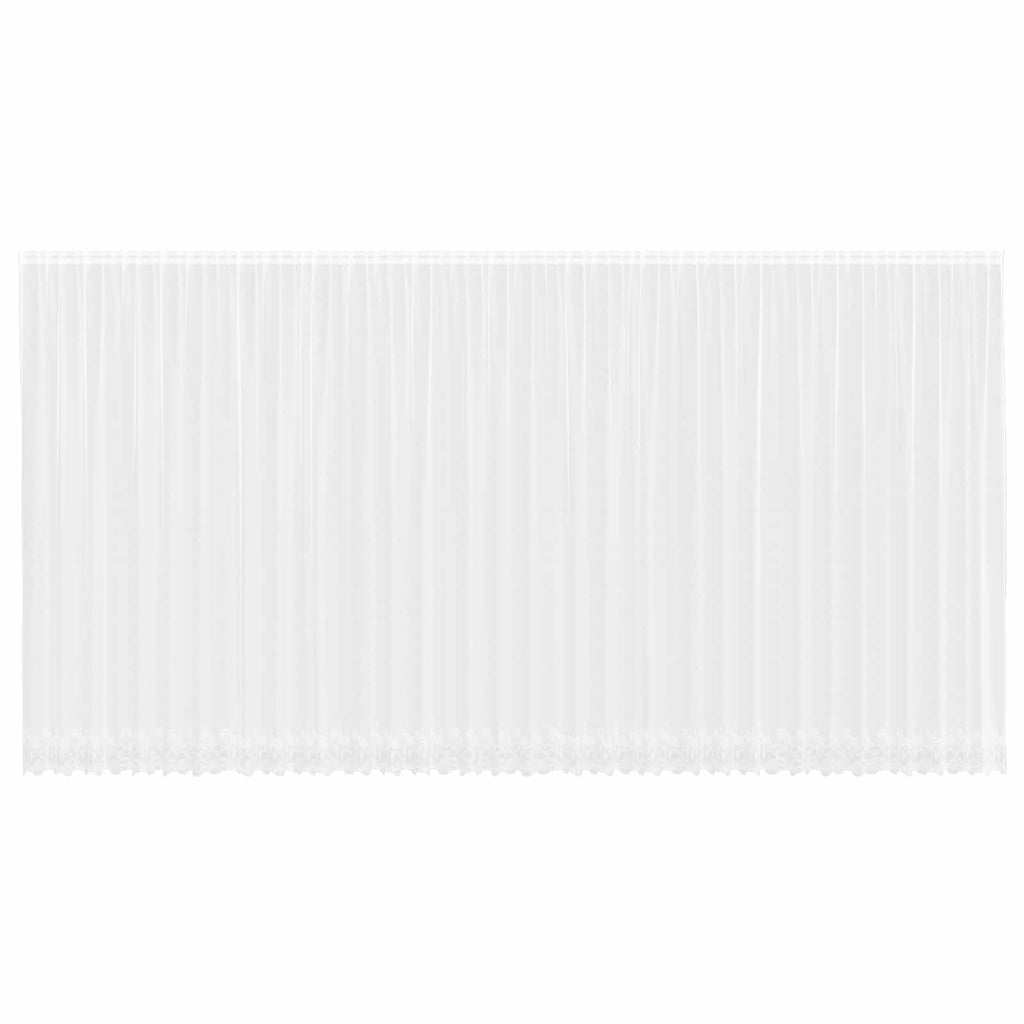 Spitzenvorhang mit Vorhängen Floral Weiß 280 x 900 cm Polyester