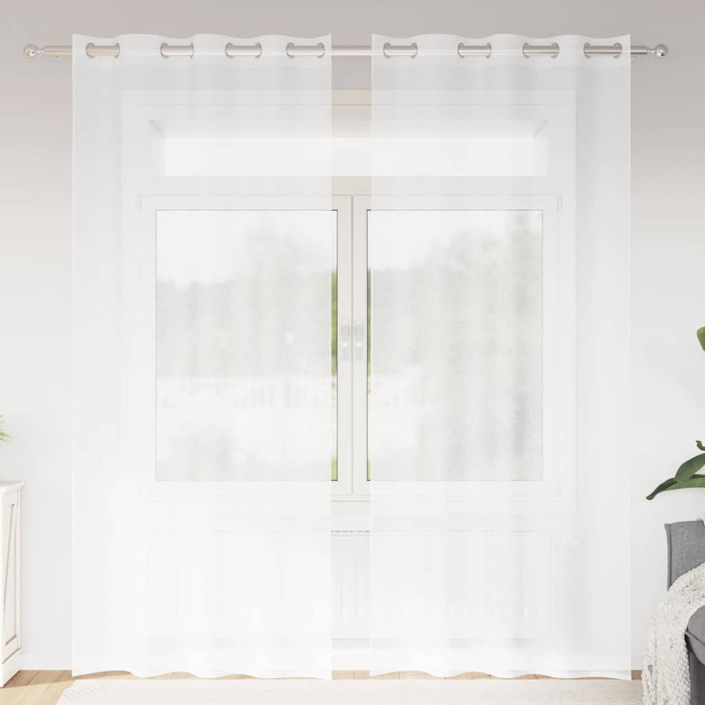 Voile-Vorhang mit Vorhängen 2 pcs Weiß 225 x 140 cm Polyester