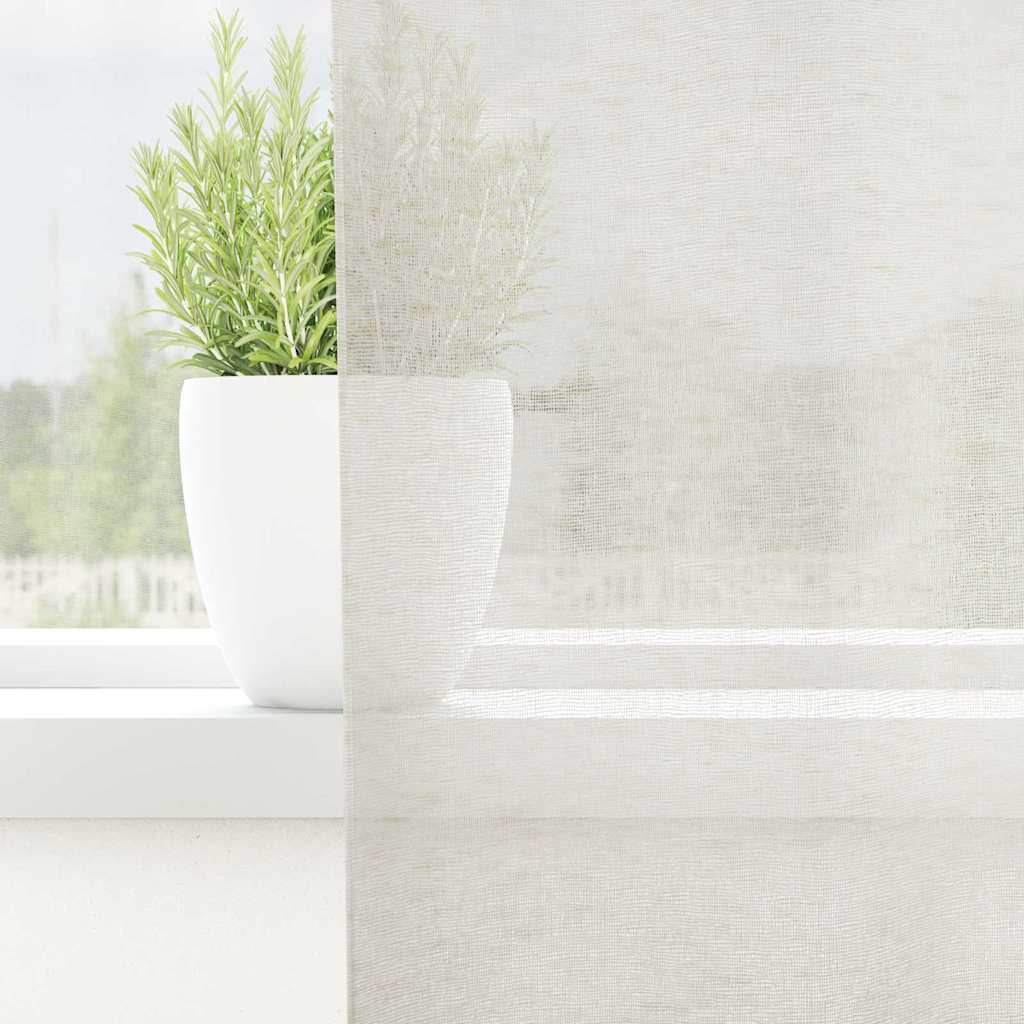Voile-Vorhang mit Vorhängen 2 pcs Creme 225 x 140 cm Polyester