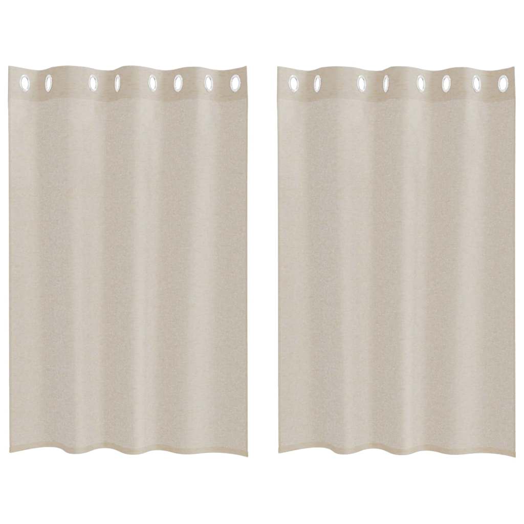Voile-Vorhang mit Vorhängen 2 pcs Sand 140 x 140 cm Polyester