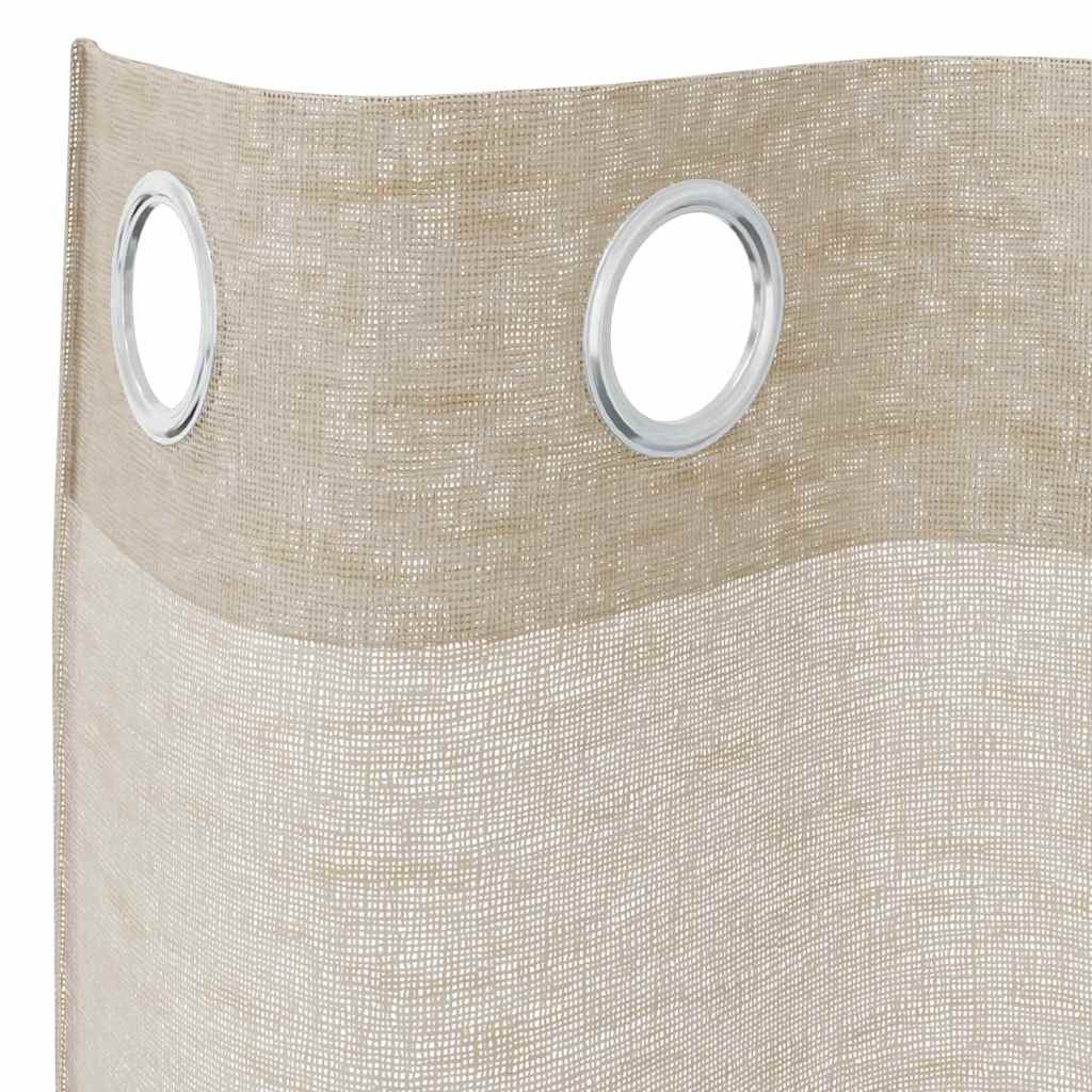 Voile-Vorhang mit Vorhängen 2 pcs Sand 175 x 140 cm Polyester