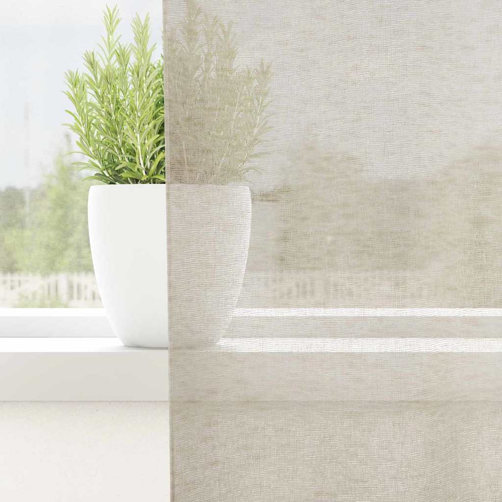 Voile-Vorhang mit Vorhängen 2 pcs Sand 175 x 140 cm Polyester