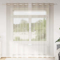 Voile-Vorhang mit Vorhängen 2 pcs Sand 245 x 140 cm Polyester