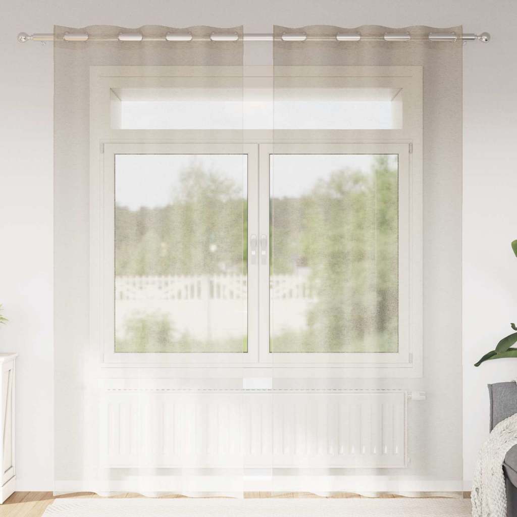 Voile-Vorhang mit Vorhängen 2 pcs Sand 245 x 140 cm Polyester