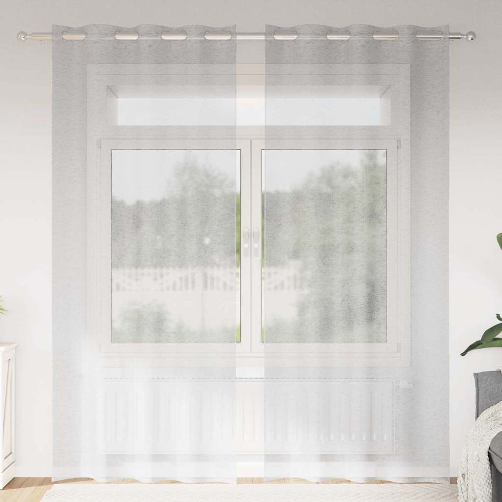 Voile-Vorhang 2 pcs Hellgrau 260 x 140 cm Polyester