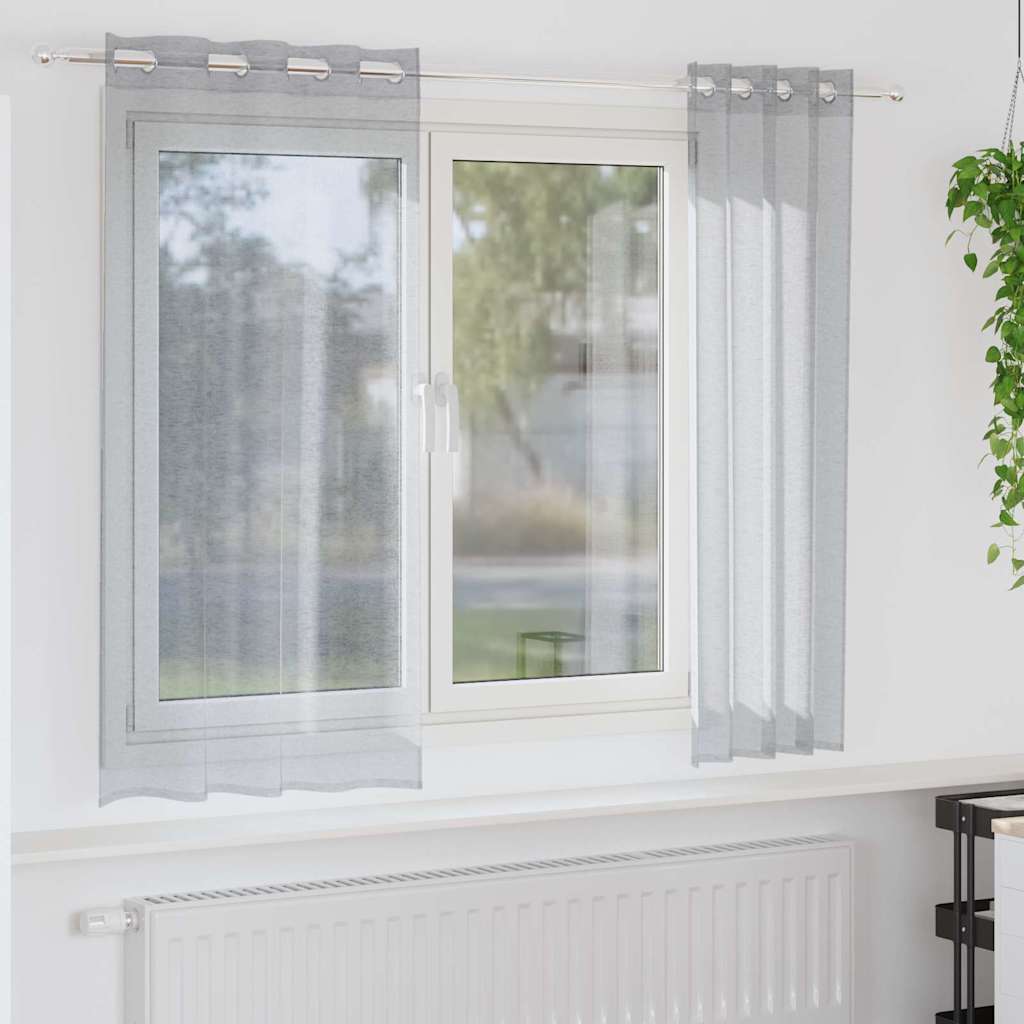Voile-Vorhang 2 pcs Dunkelgrau 175 x 140 cm Polyester